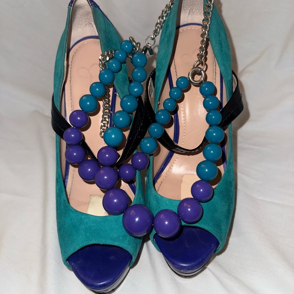 Jessica Simpson Green and Purple Platform Heels